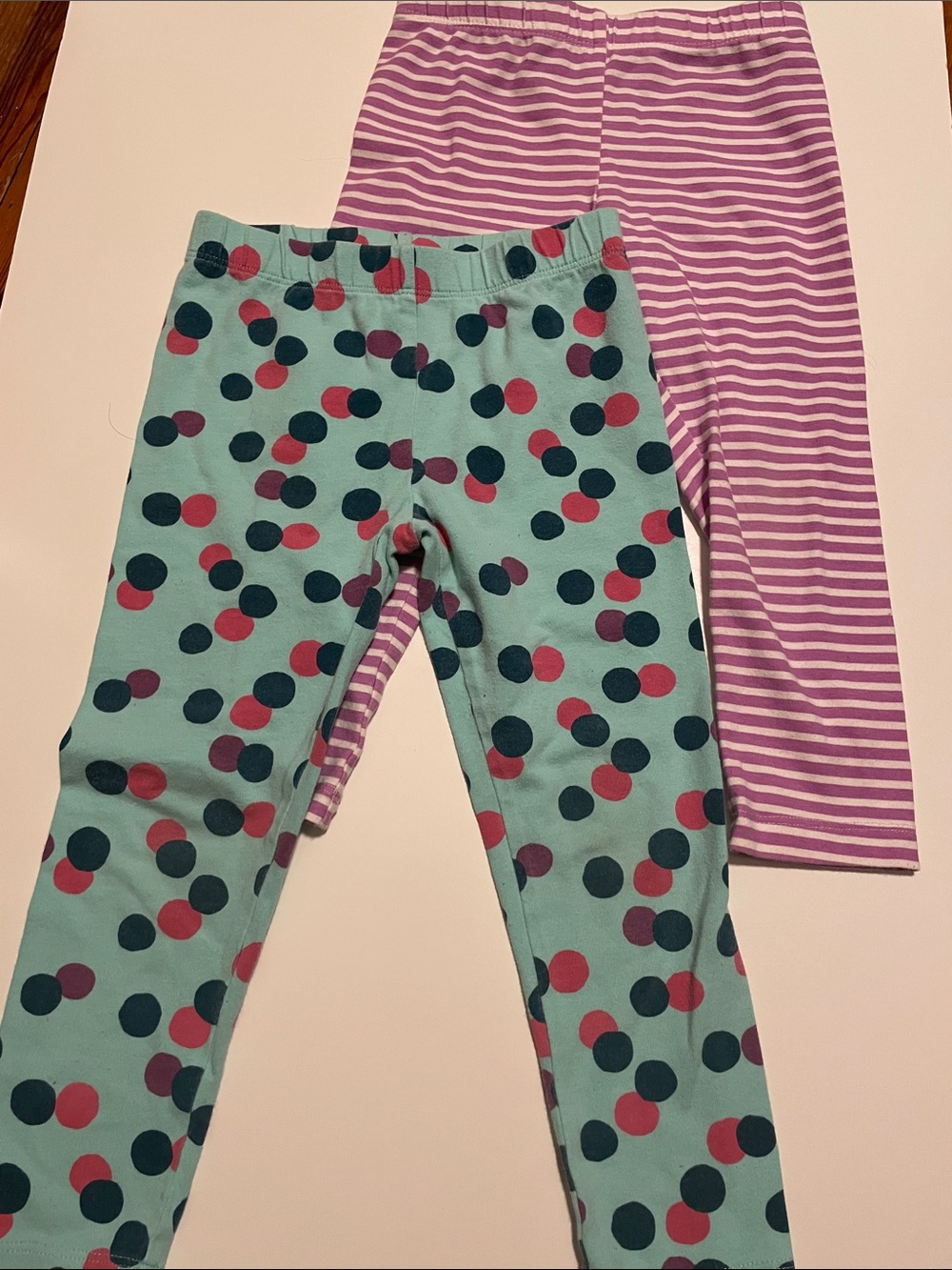 EPIC THREADS Toddler Girls 4T Mint Polka Dot & Lavender Stripe Leggings Set of 2
